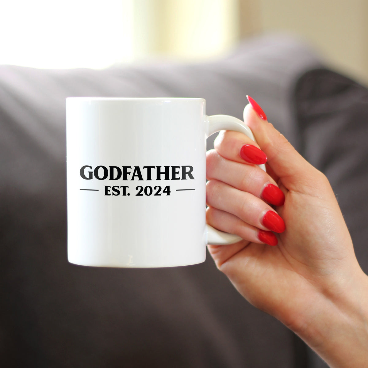 Godfather Est 2024 - New Godfather Coffee Mug Proposal Gift for First Time Godparents - Bold