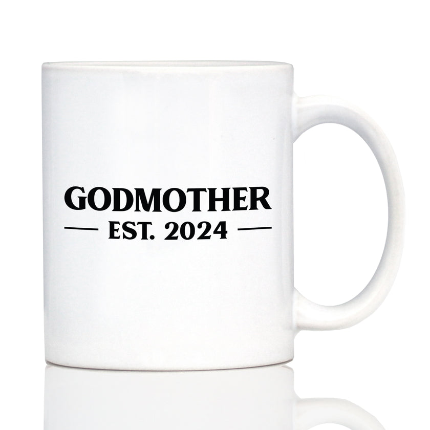 Godmother Est 2024 - New Godmother Coffee Mug Proposal Gift for First Time Godparents - Bold