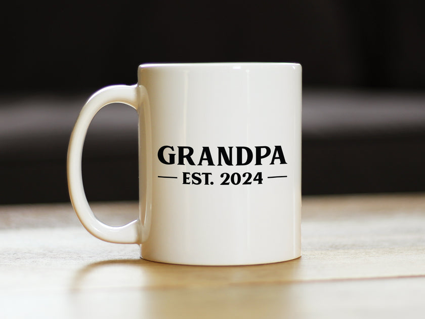 Grandpa Est 2024 - New Grandfather Coffee Mug Gift for First Time Grandparents - Bold