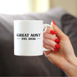 Great Aunt Est 2026 - Coffee Mug - New Great Aunt Gift for First Time Great Aunts - Bold White Ceramic Coffee Cup