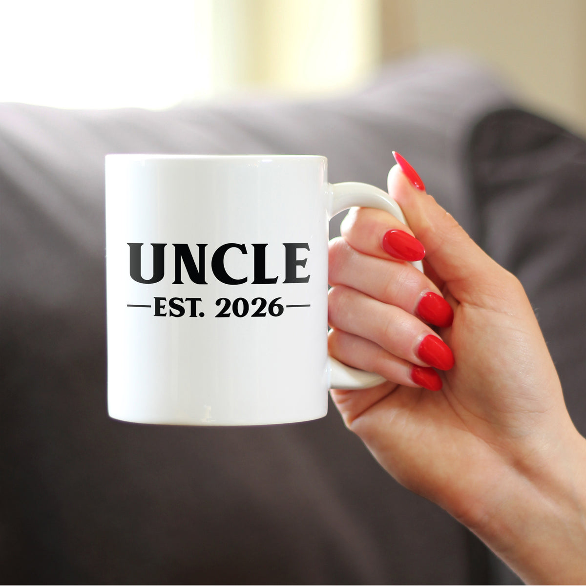 Uncle Est 2026 - Coffee Mug - New Uncle Gift for First Time Uncles - Bold White Ceramic Coffee Cup