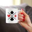 Card Suits Coffee Mug High Quality Gifts for Card Players White Ceramic Coffee Cup