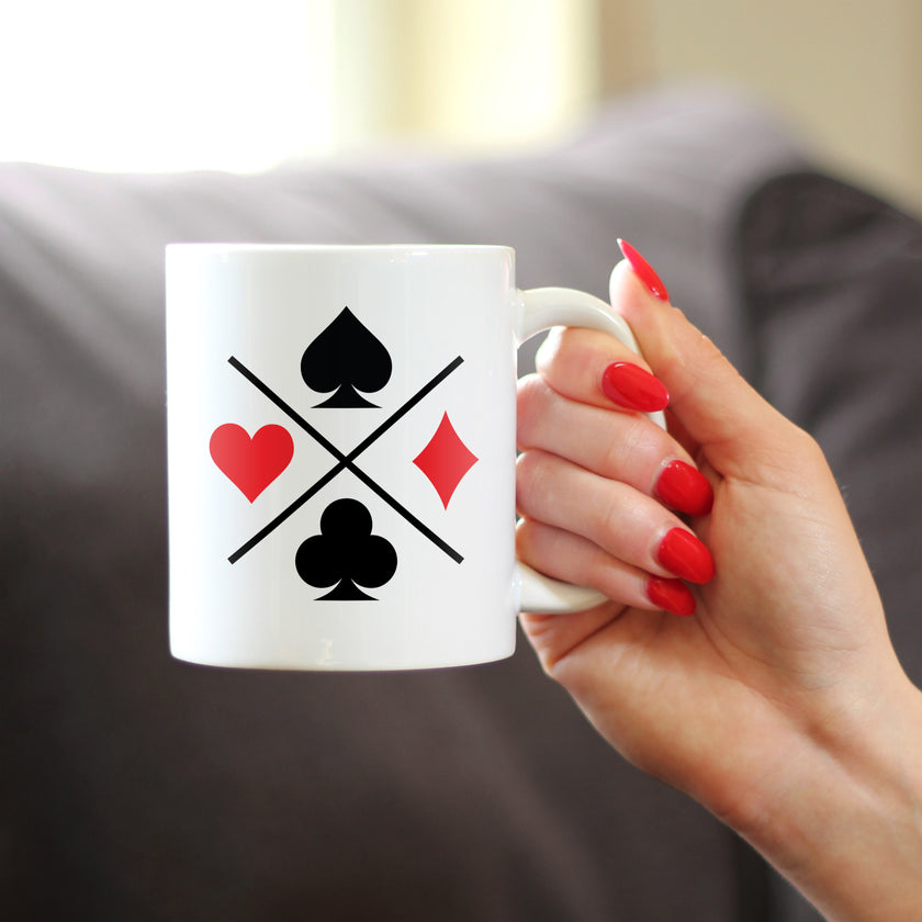Card Suits Coffee Mug High Quality Gifts for Card Players White Ceramic Coffee Cup
