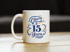 Cheers to 15 Years - Coffee Mug Gifts for Women & Men - 15th Anniversary Party Decor