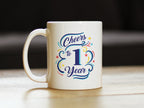 Cheers to 1 Year - Coffee Mug Gifts for Women & Men - 1st Anniversary Party Decor