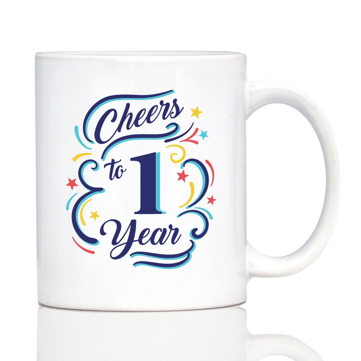 Cheers to 1 Year - Coffee Mug Gifts for Women & Men - 1st Anniversary Party Decor 15 oz