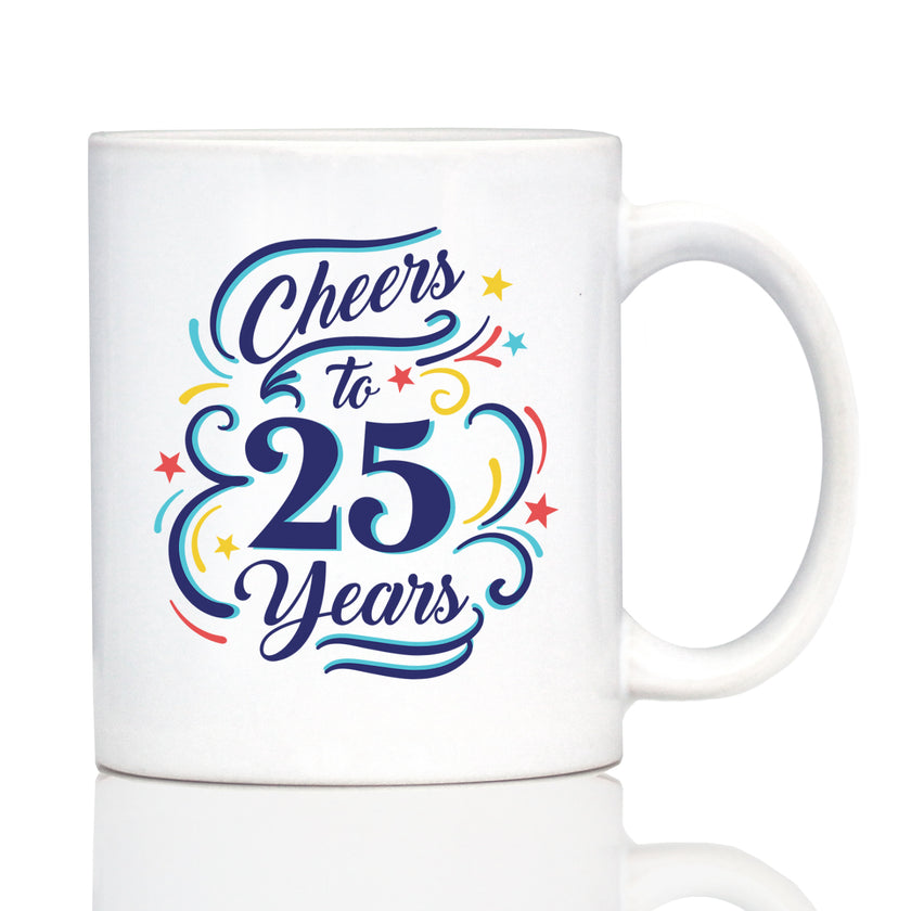 Cheers to Years - Anniversary Party Cups & Decor - Engraved Glasses & Color Ceramic Coffee Mugs