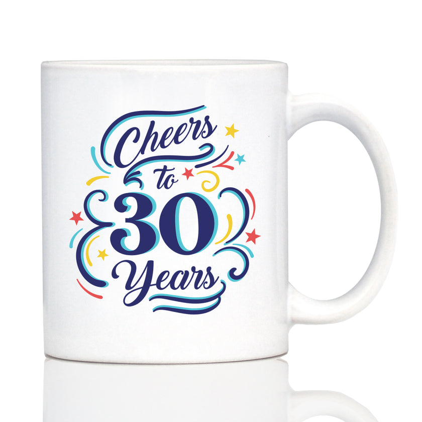 Cheers to Years - Anniversary Party Cups & Decor - Engraved Glasses & Color Ceramic Coffee Mugs