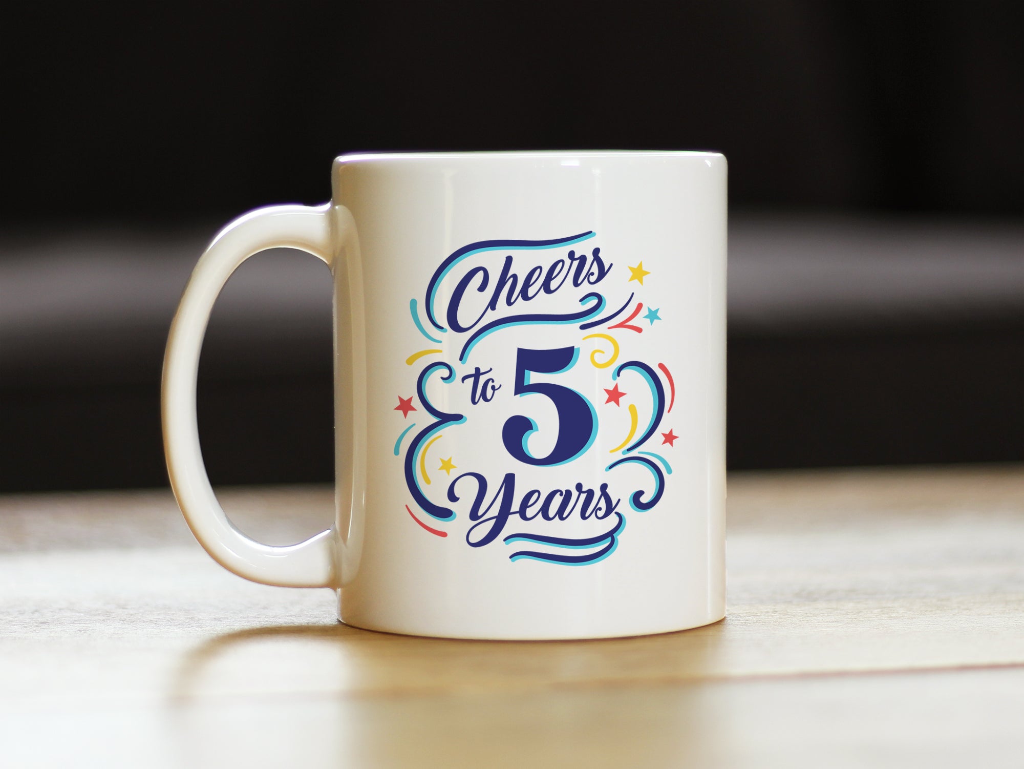 Cheers to 5 Years - Coffee Mug Gifts for Women & Men - 5th Anniversary Party Decor