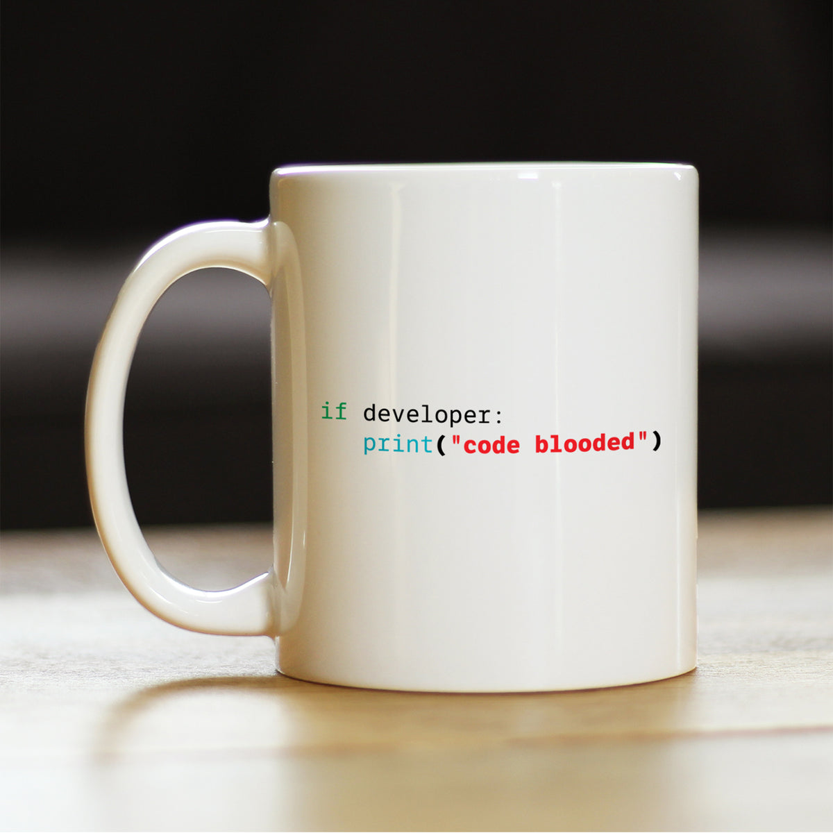 Code Blooded Coffee Mug Funny Tech Gifts for Programmer, Coder & Computer Geeks White Ceramic Coffee Cup