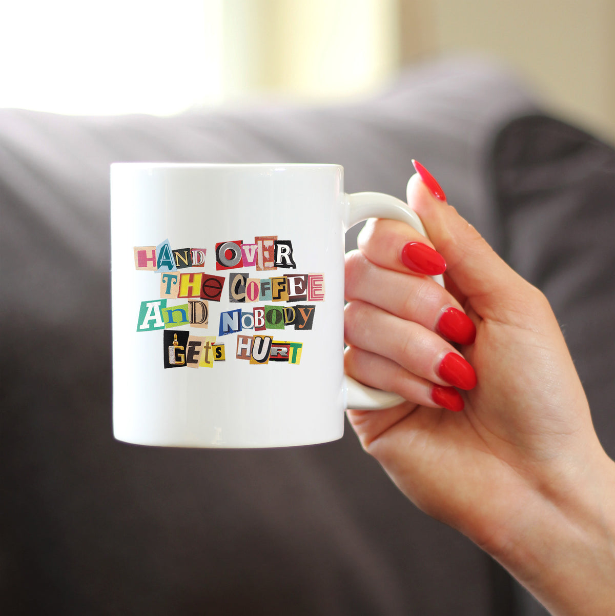 Coffee Ransom Note Coffee Mug - Funny Sarcastic Coffee Mug Gifts for Coffee Lovers - Large 15oz &amp; 11oz White Ceramic Mugs