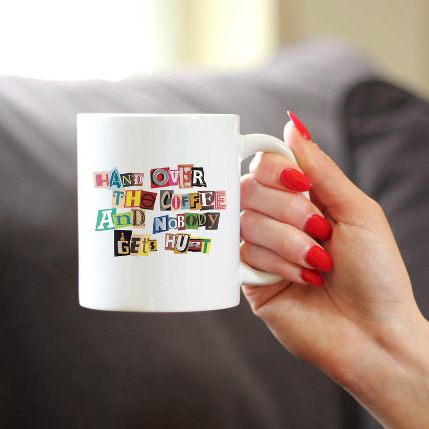 Coffee Ransom Note Coffee Mug - Funny Sarcastic Coffee Mug Gifts for Coffee Lovers - Large 15oz & 11oz White Ceramic Mugs