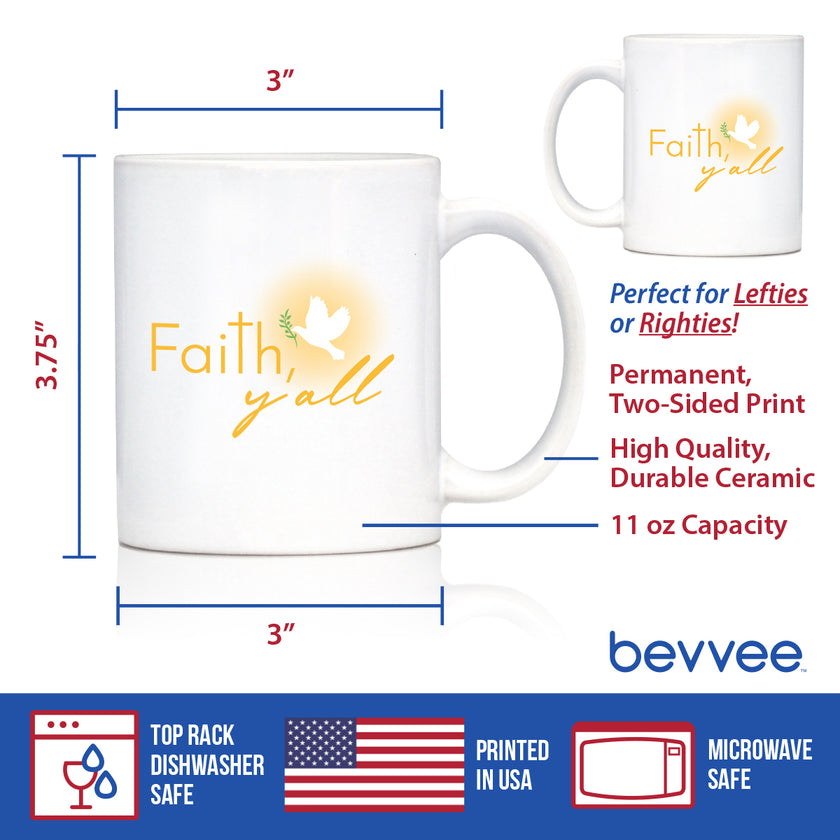 Faith Y'all Coffee Mug Christianity Gifts for Christians White Ceramic Coffee Cup