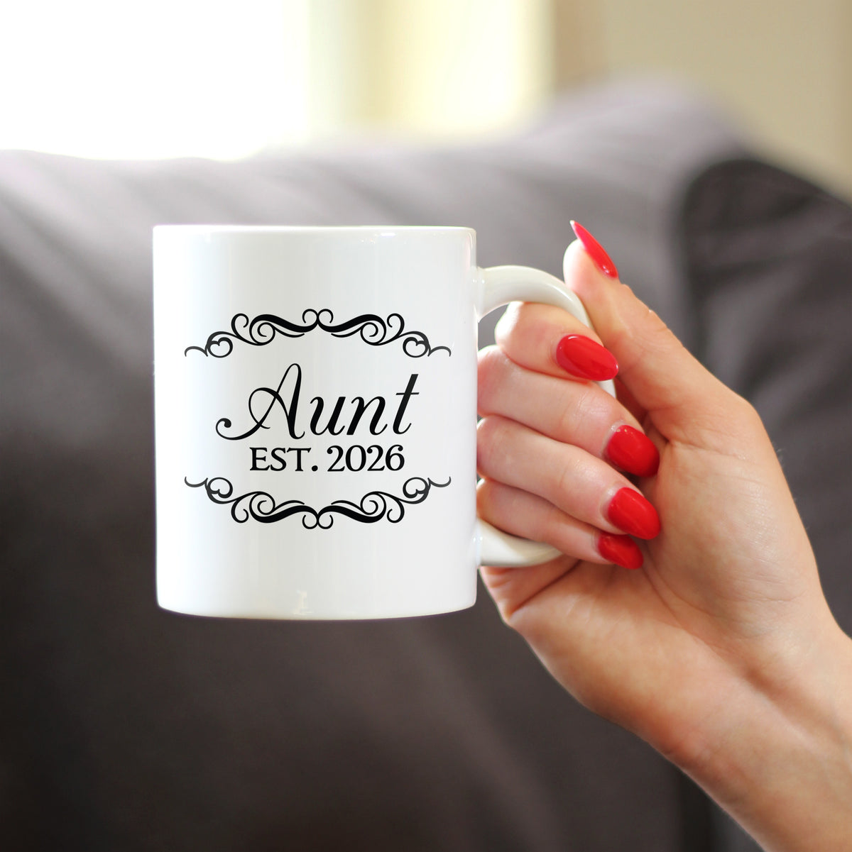 Aunt Est 2026 - Coffee Mug - New Aunt Gift for First Time Aunts - Decorative White Ceramic Coffee Cup