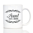 Aunt Est 2026 - Coffee Mug - New Aunt Gift for First Time Aunts - Decorative White Ceramic Coffee Cup