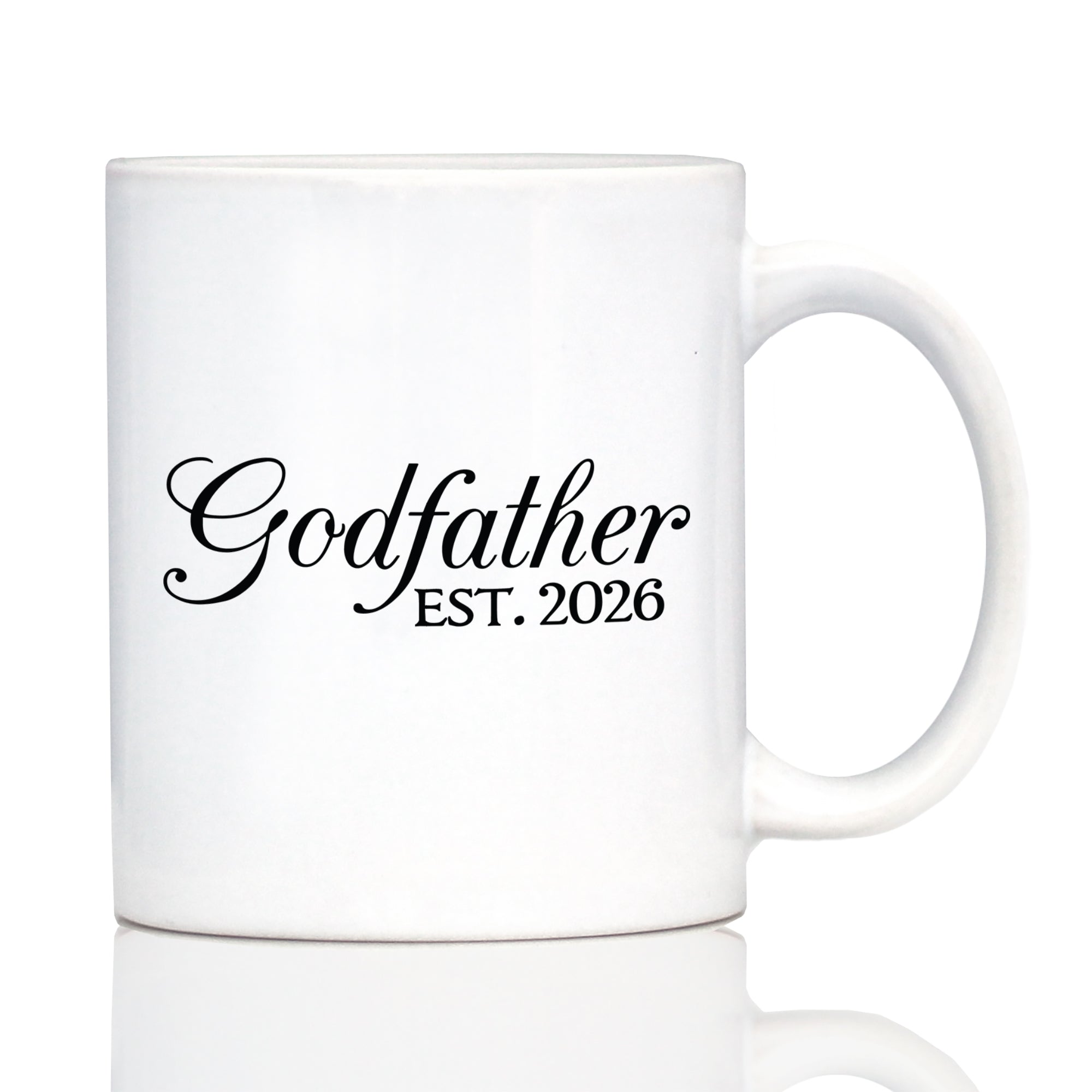 Godfather Est 2026 - Coffee Mug - New Godfather Gift for First Time Godparents - Decorative White Ceramic Coffee Cup