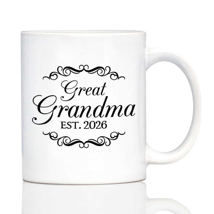 Great Grandma Est 2026 - Coffee Mug - New Great Grandmother Gift for First Time Great Grandparents - Decorative White Ceramic Coffee Cup