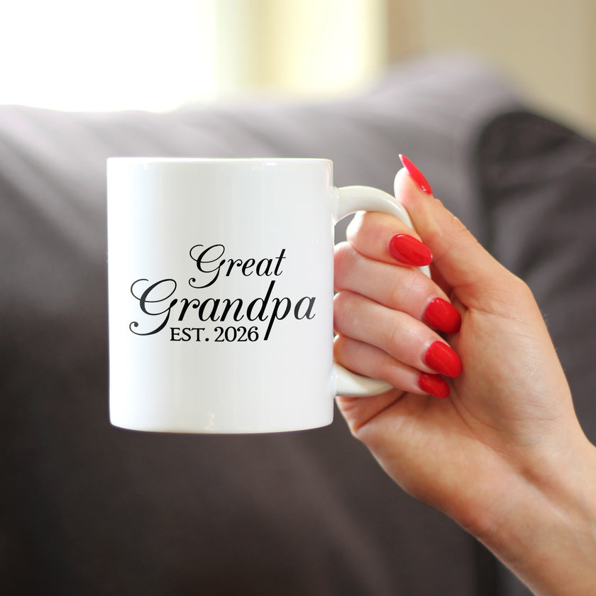 Great Grandpa Est 2026 - Coffee Mug - New Great Grandfather Gift for First Time Great Grandparents - Decorative White Ceramic Coffee Cup
