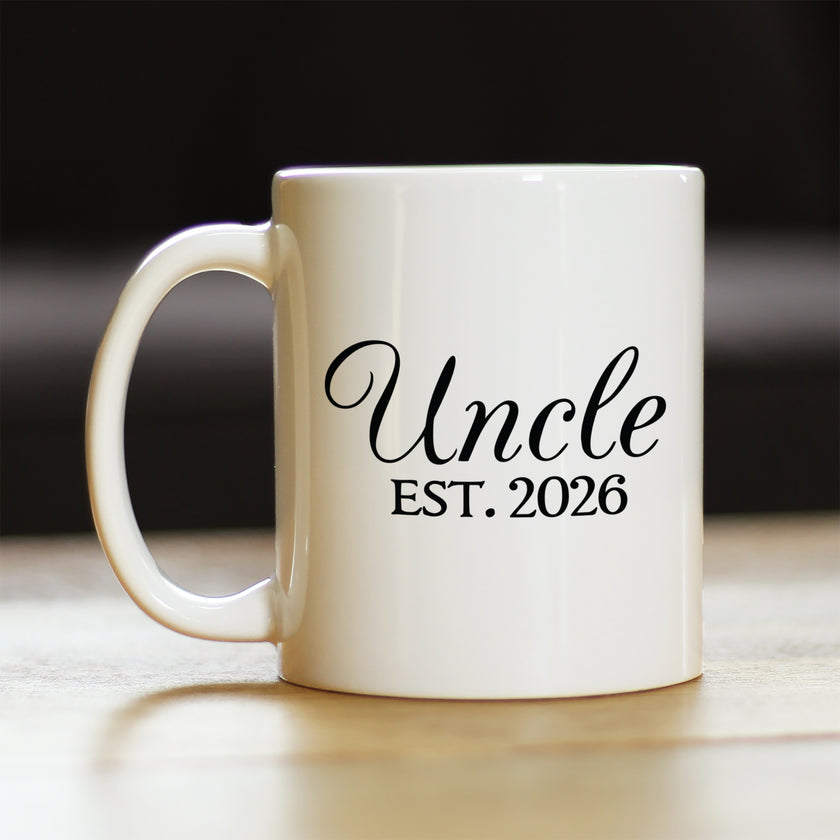 Uncle Est 2026 - Coffee Mug - New Uncle Gift for First Time Uncles - Decorative White Ceramic Coffee Cup