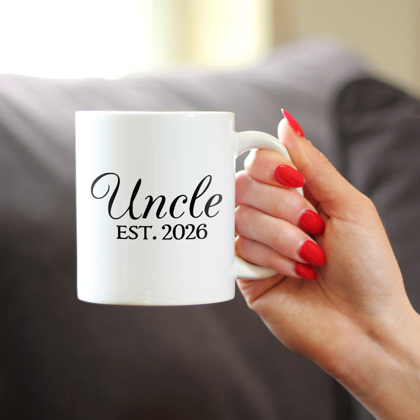 Uncle Est 2026 - Coffee Mug - New Uncle Gift for First Time Uncles - Decorative White Ceramic Coffee Cup