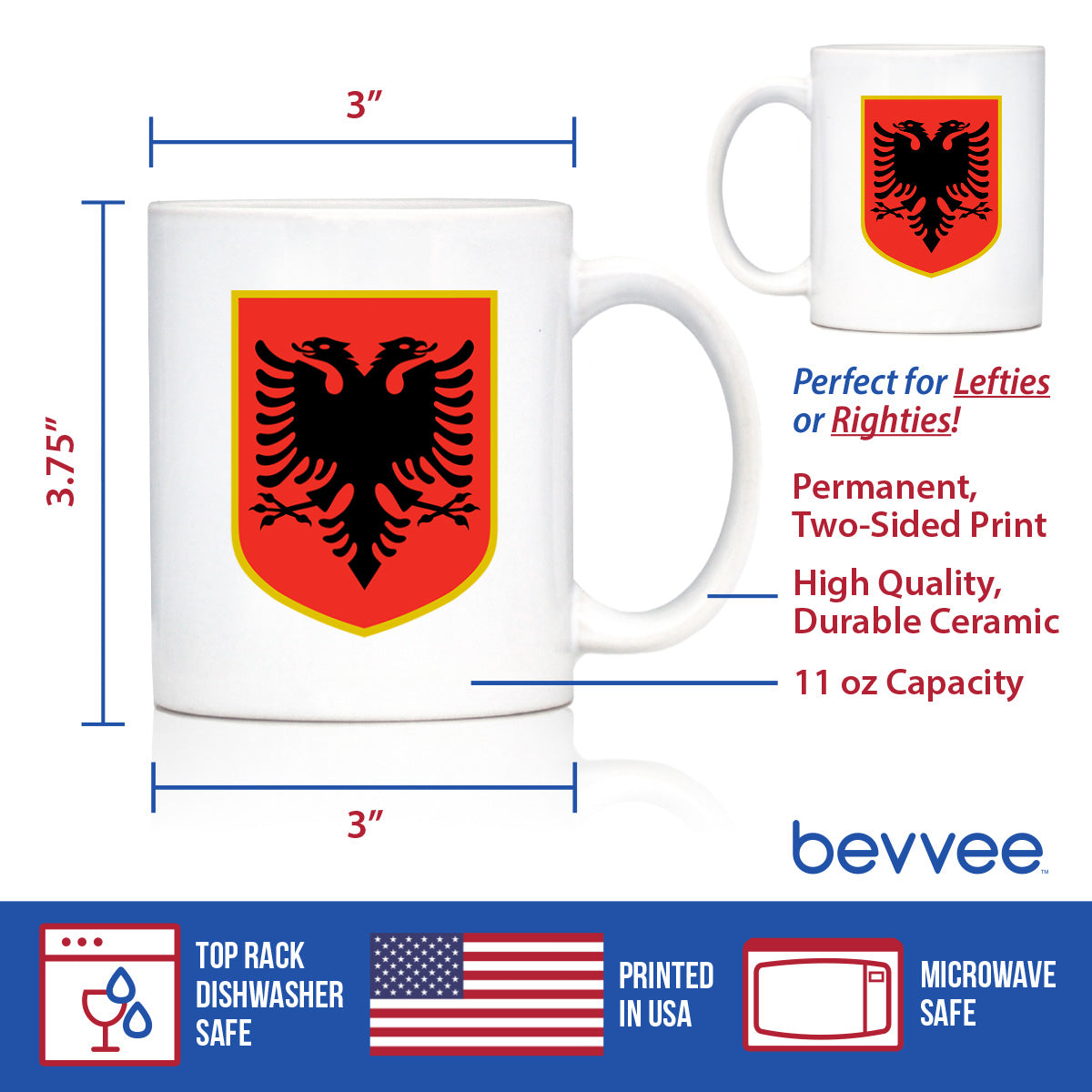 Albania Flag Coffee Mug - Country Pride Themed Drinking Decor and Gifts for Albanians