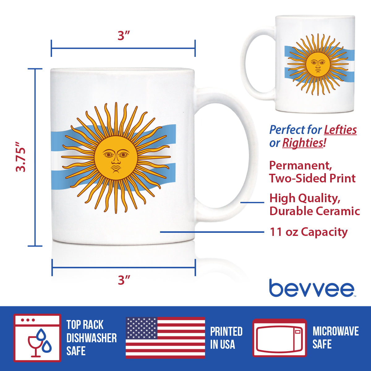 Argentina Flag Coffee Mug - Country Pride Themed Drinking Decor and Gifts for Argentinians