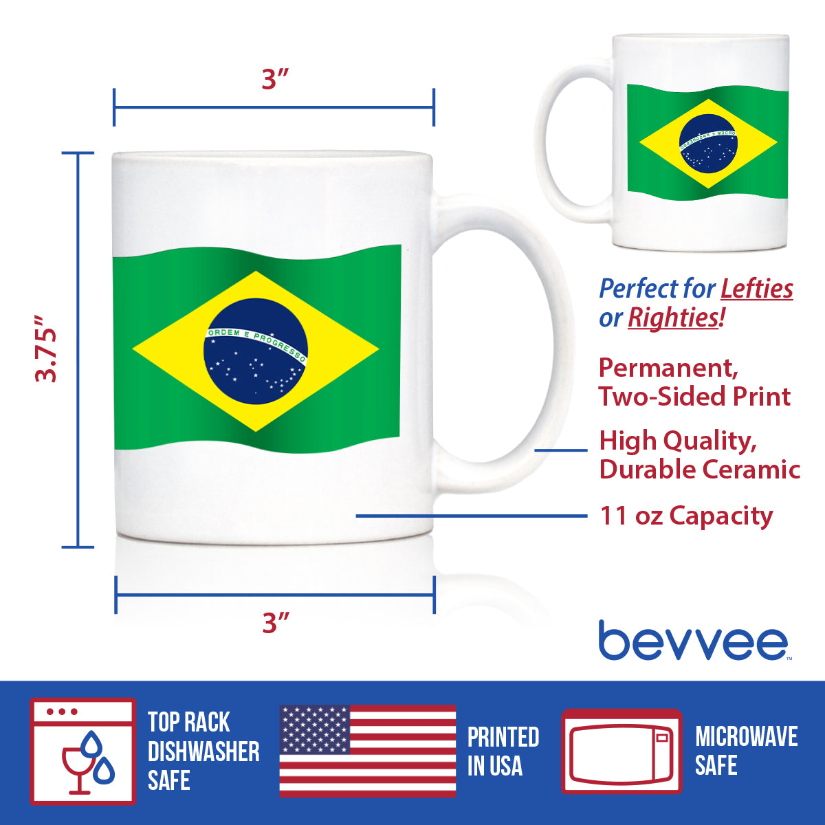 Brazil Flag Coffee Mug - Country Pride Themed Drinking Decor and Gifts for Brazilians