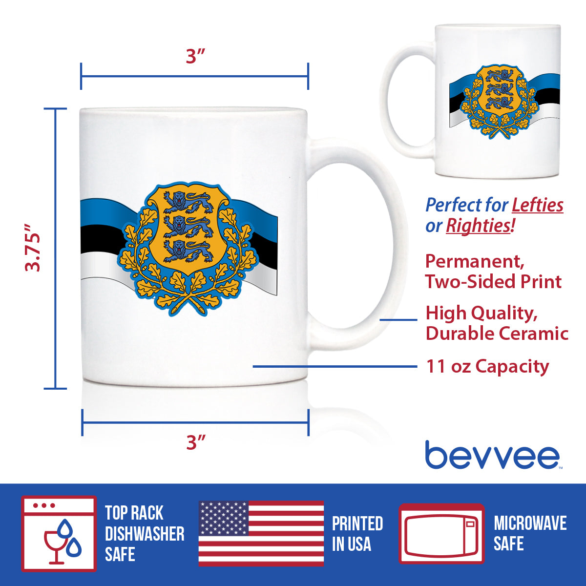 Estonia Flag Coffee Mug - Country Pride Themed Drinking Decor and Gifts for Estonians