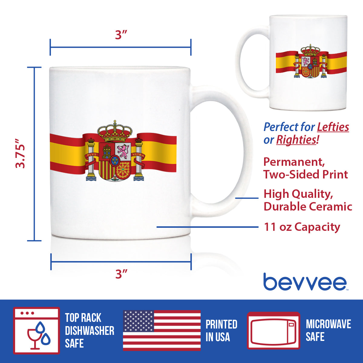 Spain Flag Coffee Mug - Country Pride Themed Drinking Decor and Gifts for Spaniards