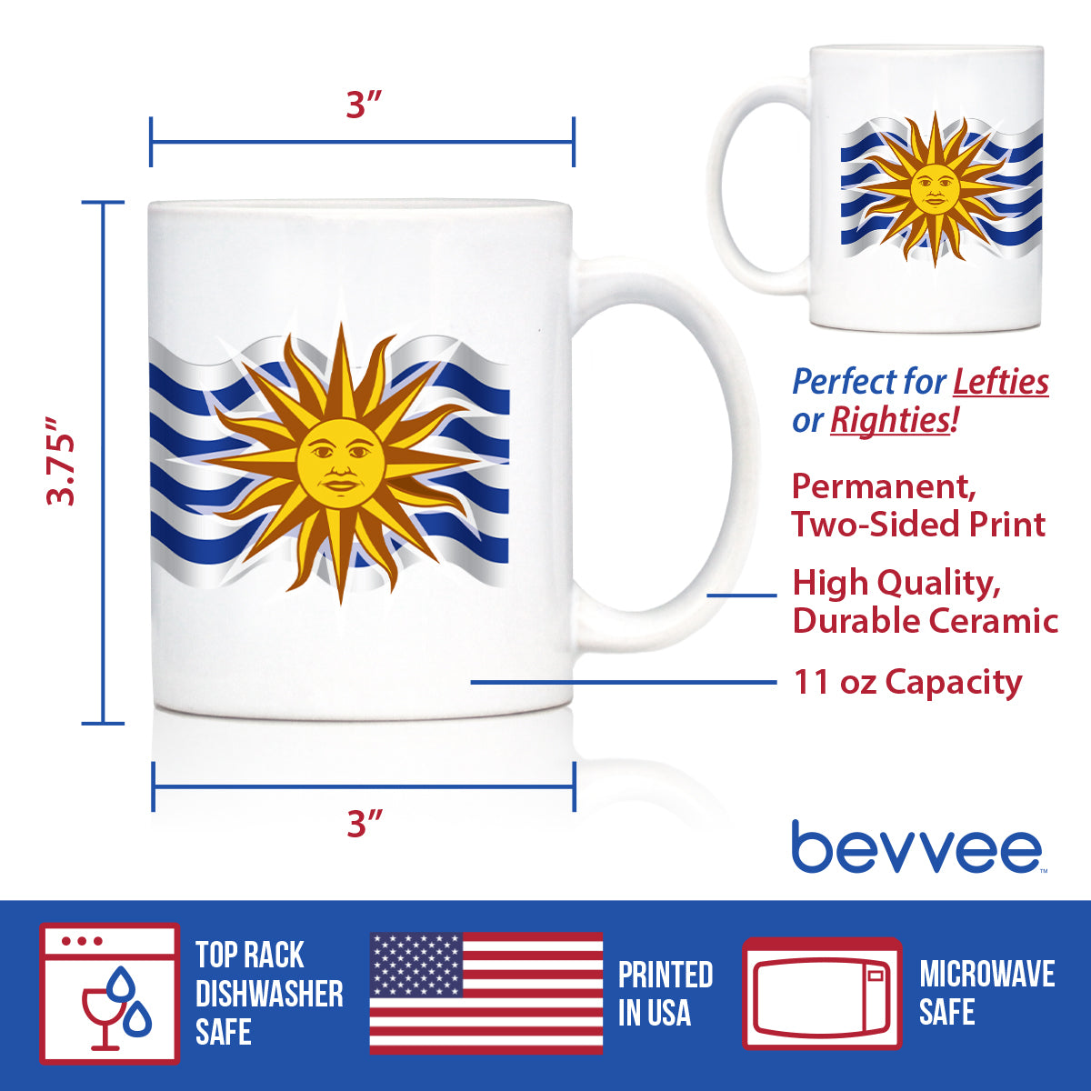 Uruguay Flag Coffee Mug - Country Pride Themed Drinking Decor and Gifts for Uruguayans