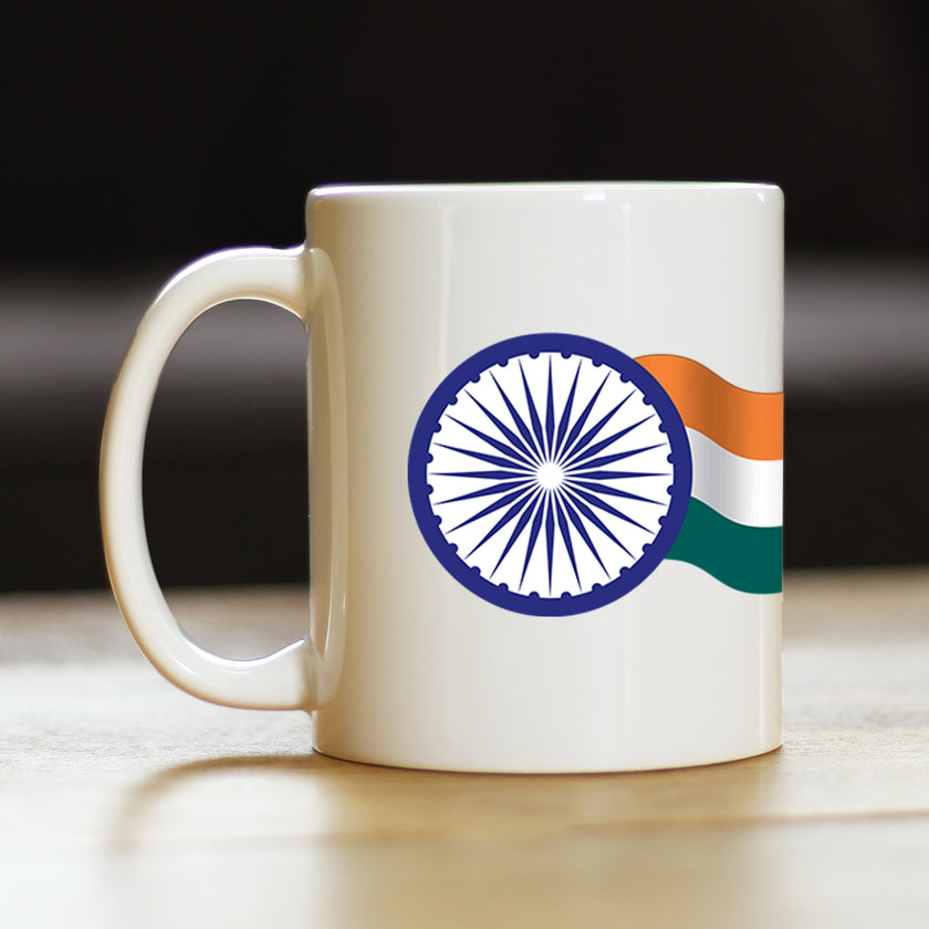 India Flag Coffee Mug Indian Gifts and Souvenirs White Ceramic Coffee Cup