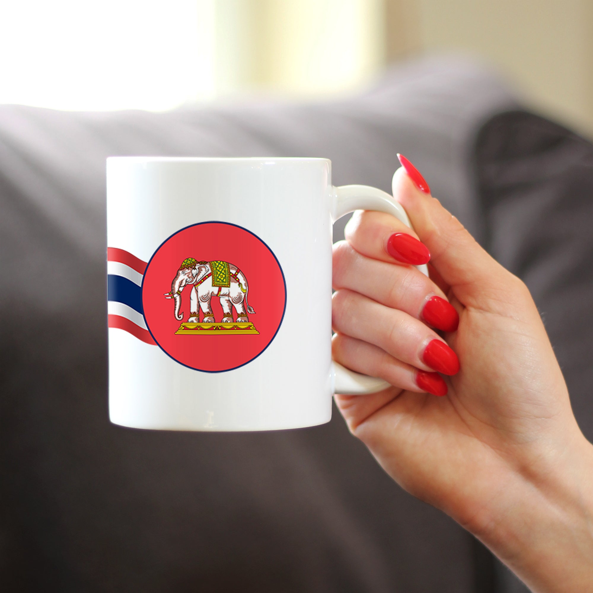 Thailand Flag Coffee Mug Thai Tea Gifts or Coffee Cup Souvenir White Ceramic Coffee Cup