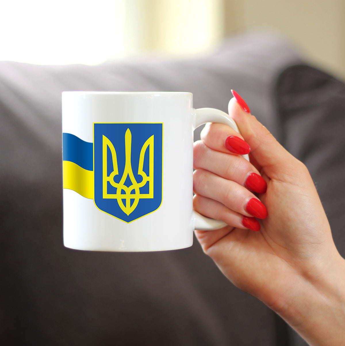 Ukraine Flag Coffee Mug Ukranian Gifts and Souvenirs White Ceramic Coffee Cup