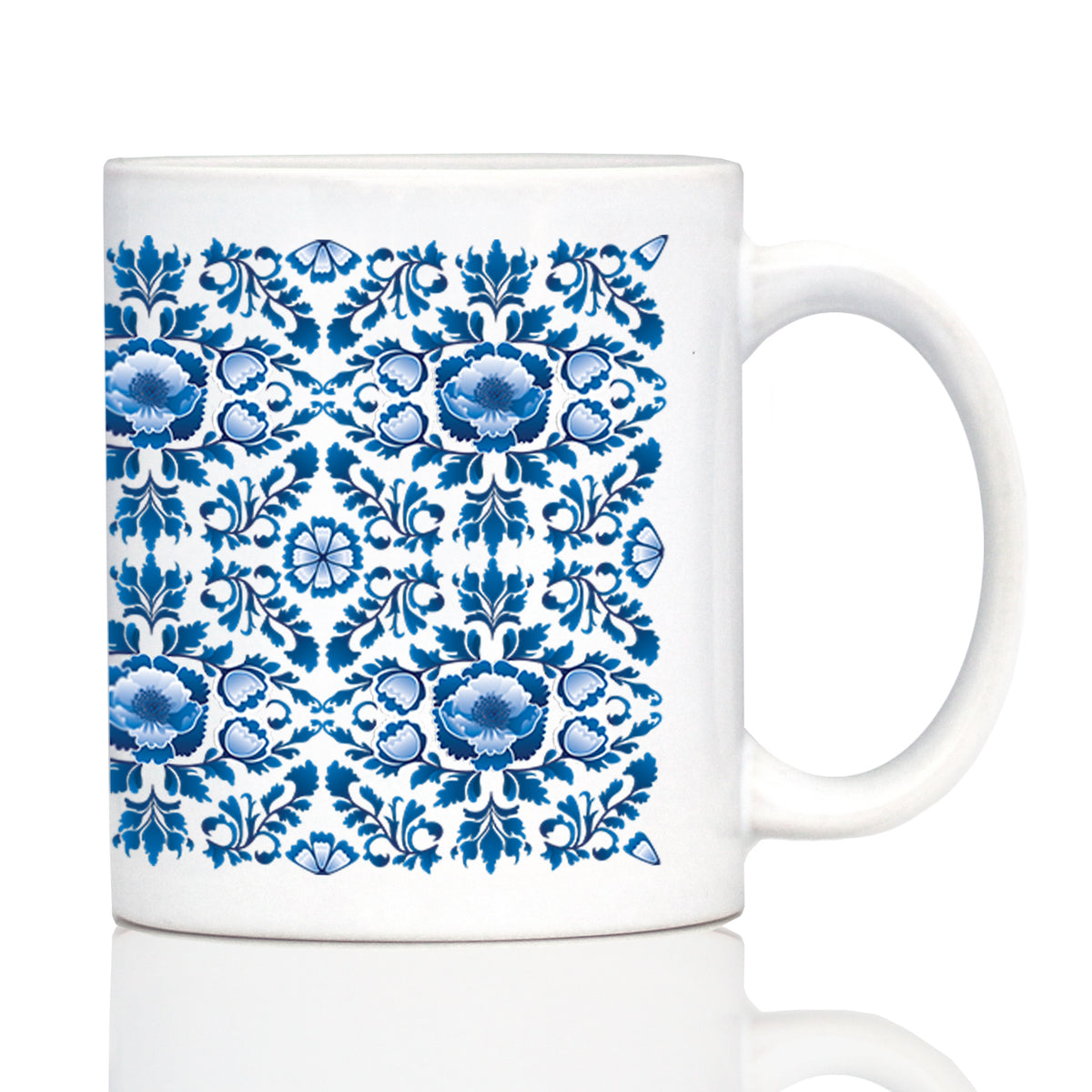 Delft Blue and White Coffee Mug Floral Dutch Pattern Gifts White Ceramic Coffee Cup