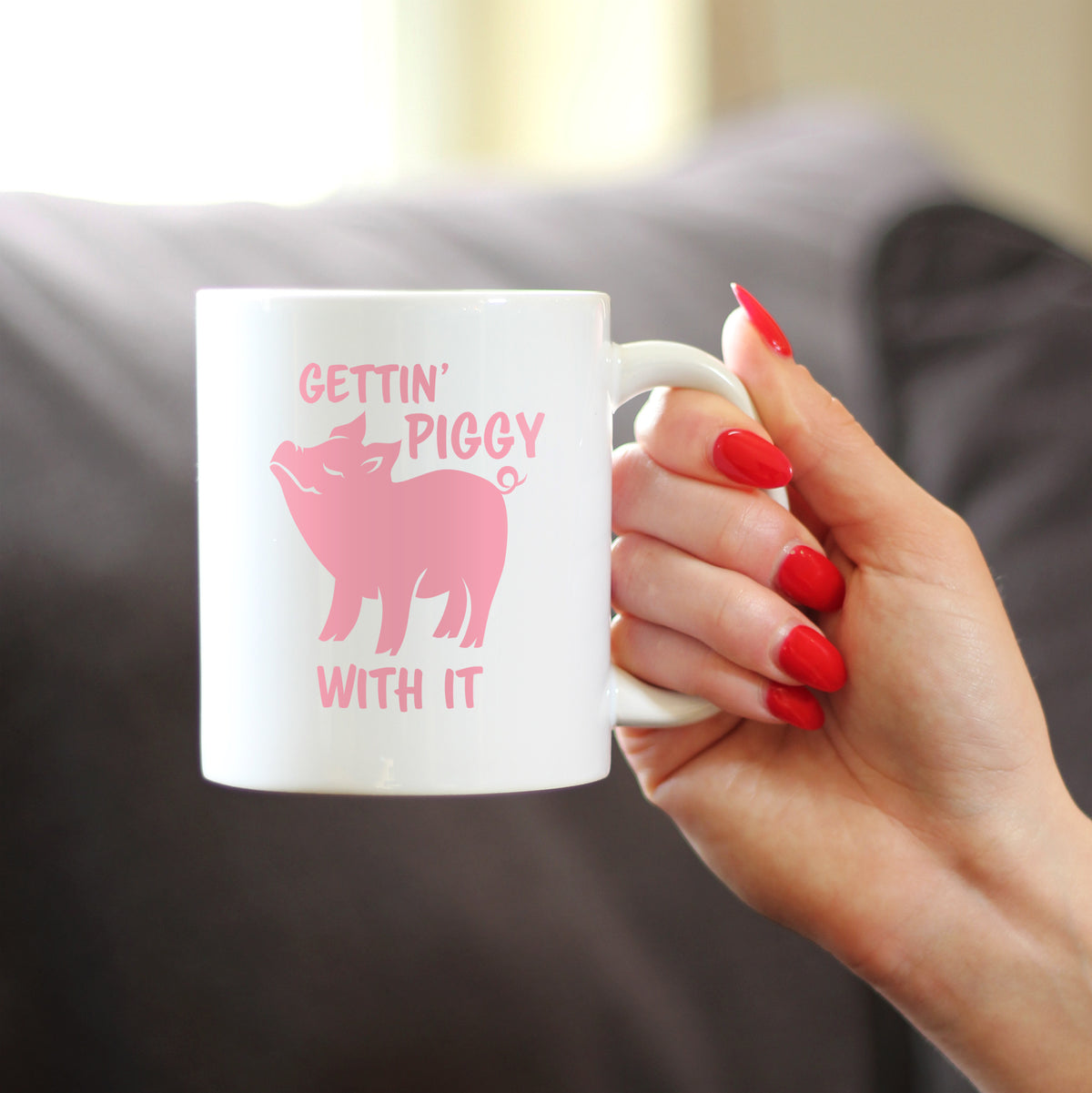 Gettin&#39; Piggy With It - Cute Funny Pig Coffee Mug - Pig Gifts and Decor for Lovers of Piggies