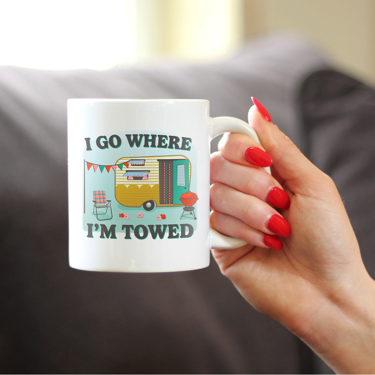 Go Where Towed Coffee Mug Camper Decor and RV Camping Gifts White Ceramic Coffee Cup