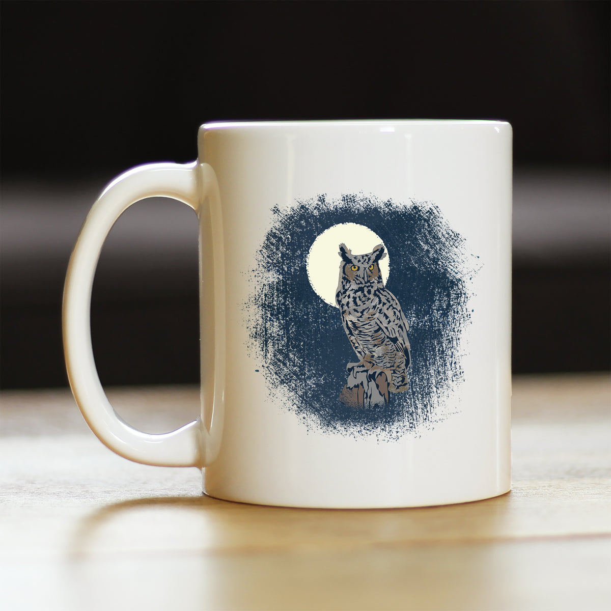 Great Horned Owl Coffee Mug Owl Decor and Bird Lover Gifts White Ceramic Coffee Cup