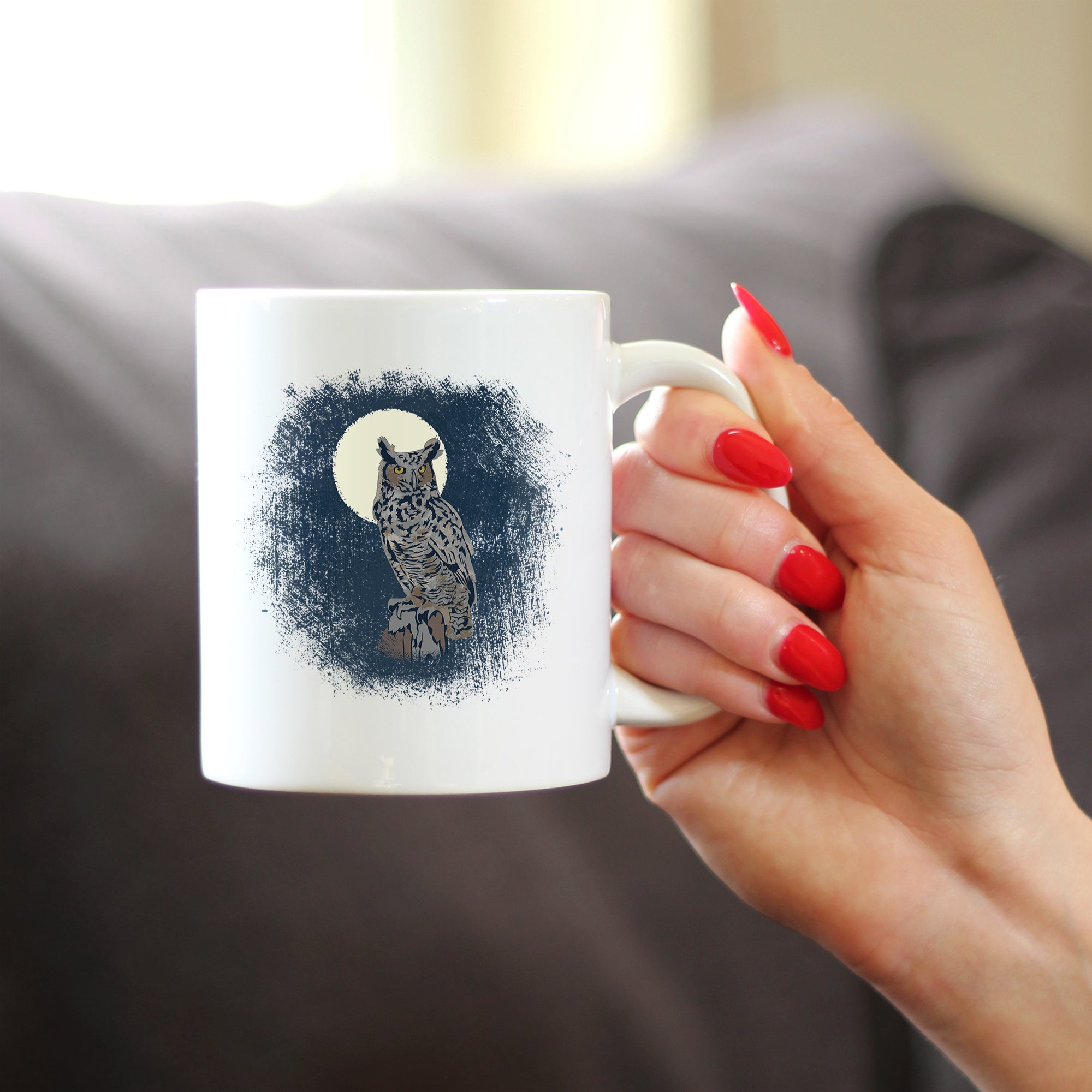 Great Horned Owl Coffee Mug Owl Decor and Bird Lover Gifts White Ceramic Coffee Cup
