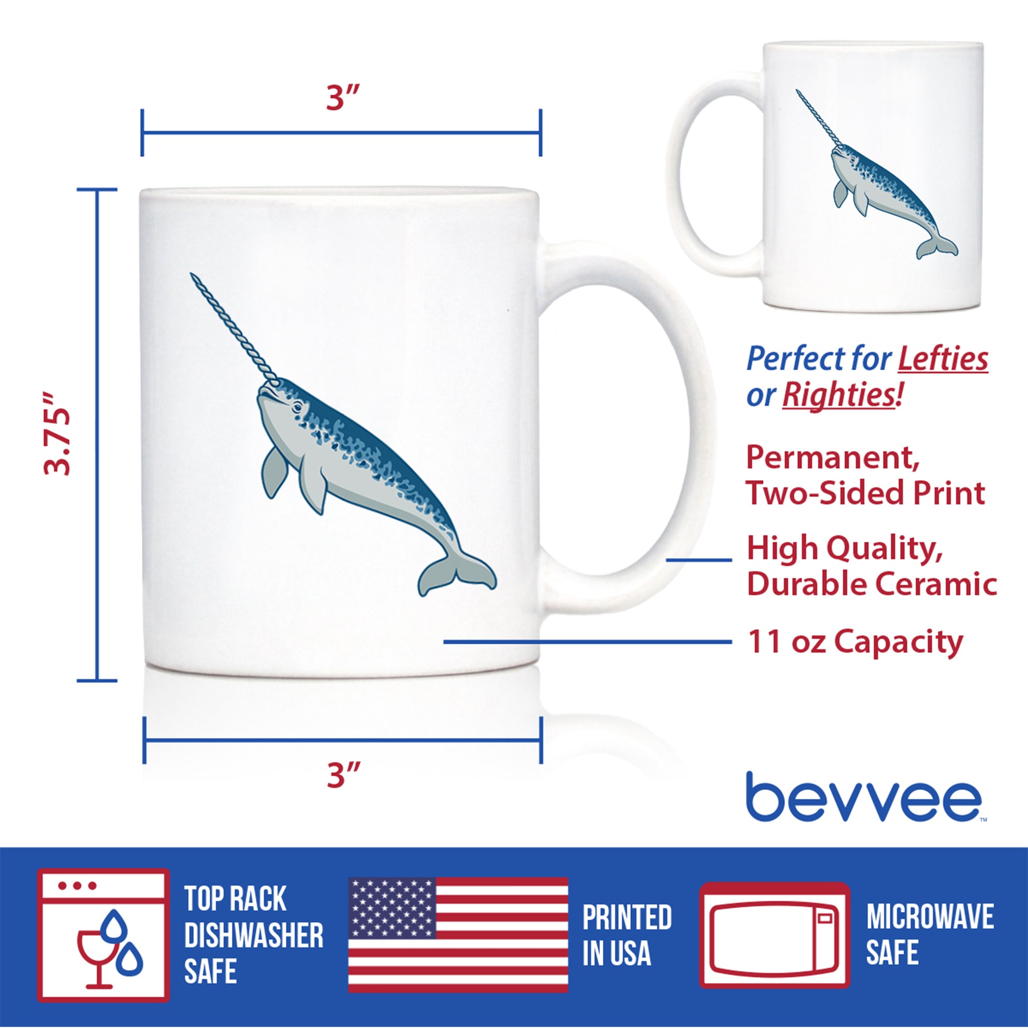 Narwhal Coffee Mug Cute Narwhal Gifts White Ceramic Coffee Cup