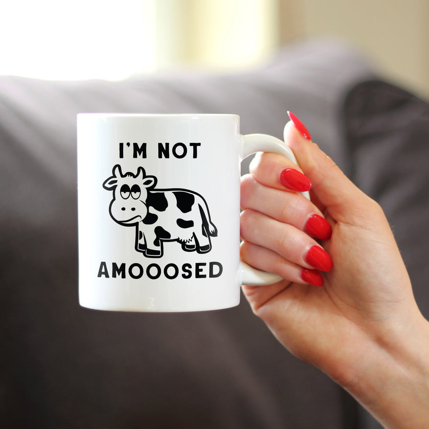 Not Amooosed - Cow Coffee Mug - Funny Cow Gifts and Decor