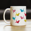 Origami Paper Crane Coffee Mug Japanese Decor and Gifts White Ceramic Coffee Cup