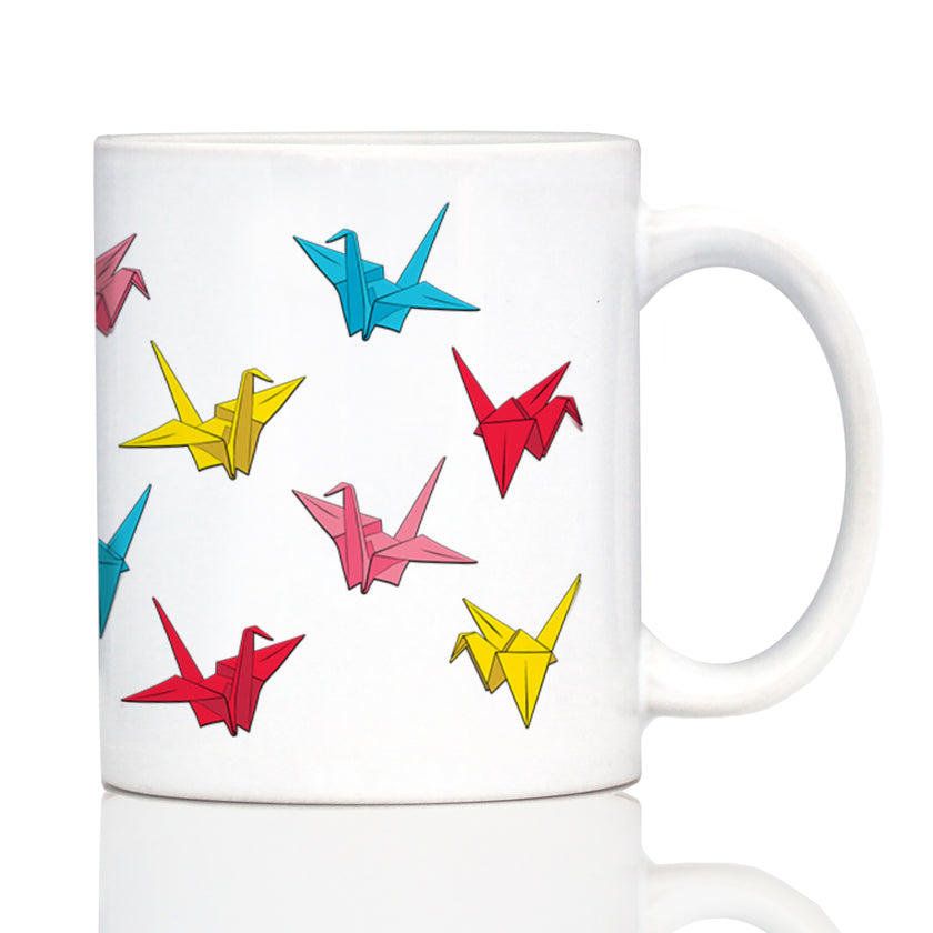 Origami Paper Crane Coffee Mug Japanese Decor and Gifts White Ceramic Coffee Cup