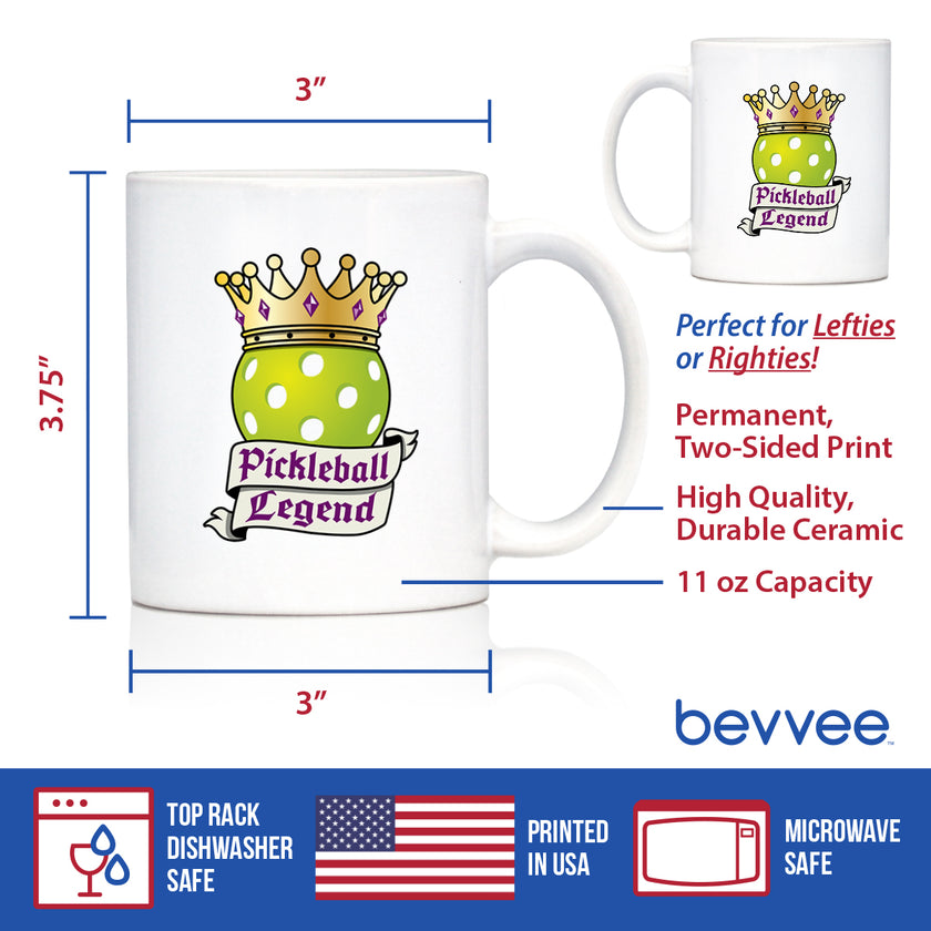 Pickleball Legend Coffee Mug Gifts for Picklers White Ceramic Coffee Cup