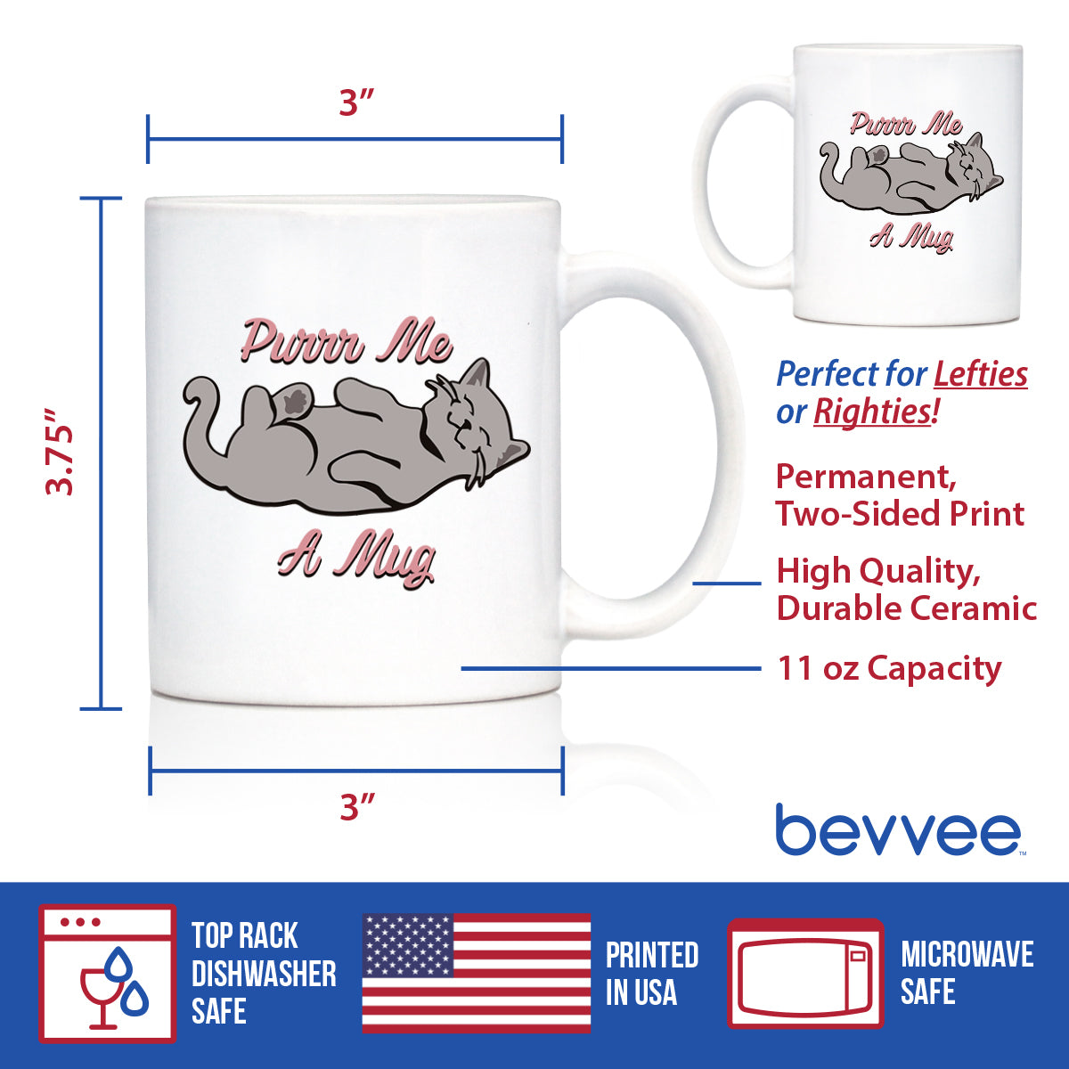 Purr Me A Mug – Cat Coffee Mug - Funny Gifts for Cat Moms