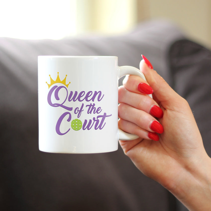 Queen of the Court Coffee Mug - Pickleball Gifts for Women - Pickleball Themed Decor