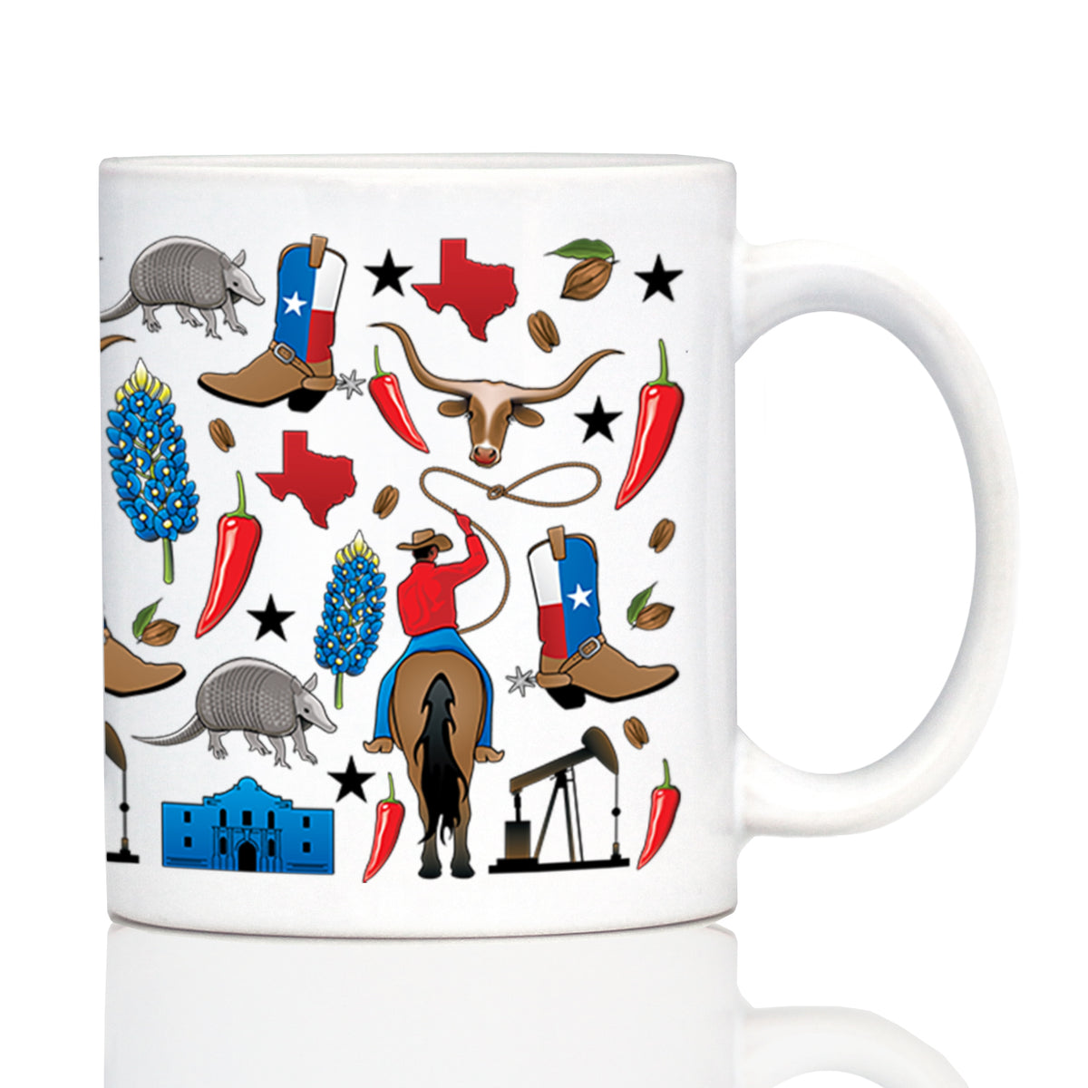 Texas Pattern Coffee Mug Texas Gifts and Souvenirs for Texans White Ceramic Coffee Cup