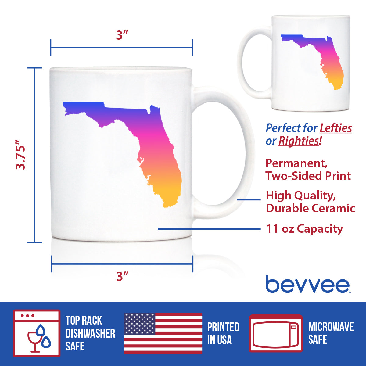 Florida State Outline Coffee Mug - State Themed Drinking Decor and Gifts for Floridian Women &amp; Men