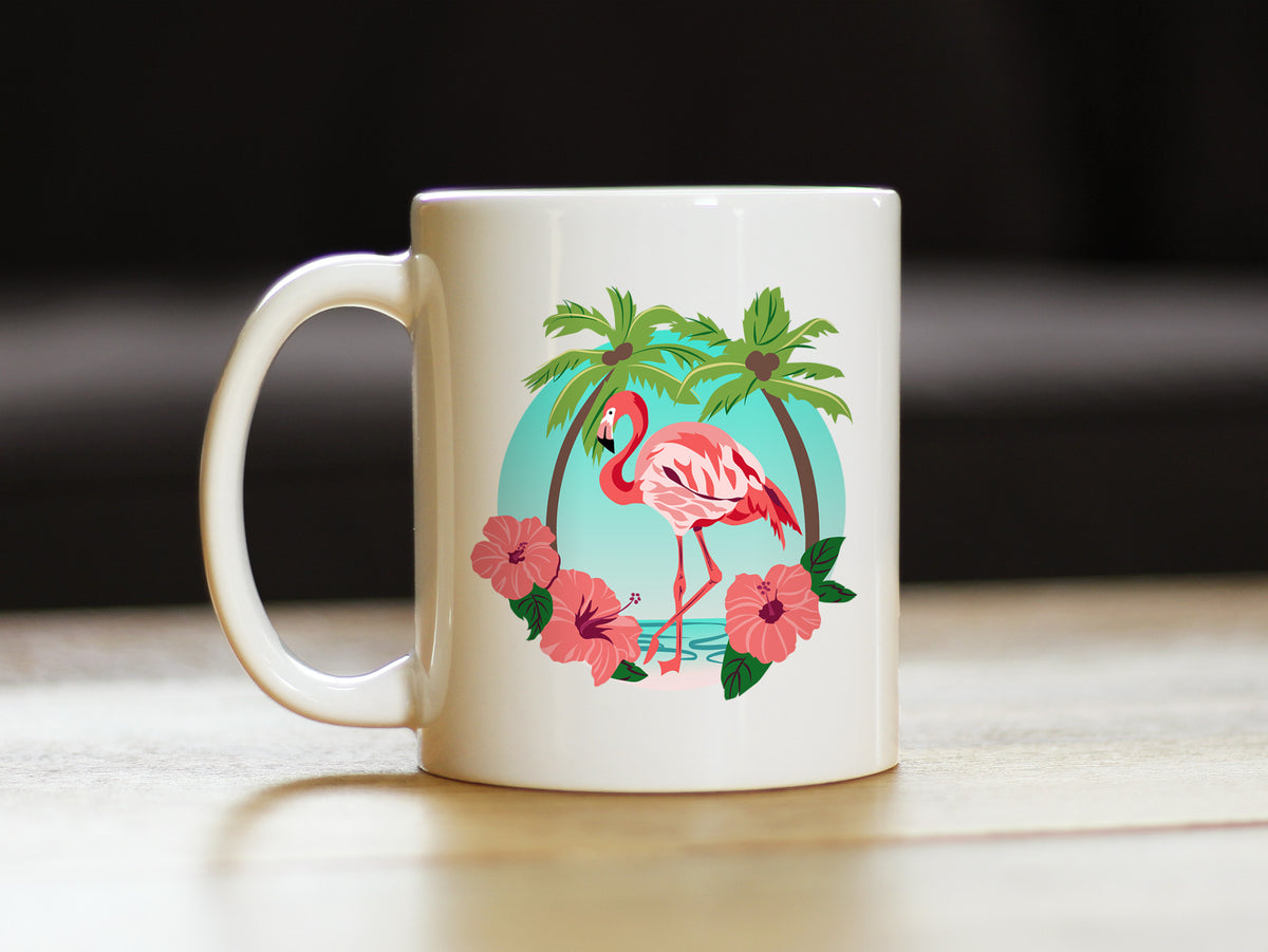 Tropical Flamingo Coffee Mug - Flamingo Gifts &amp; Decor - Large 15oz &amp; 11oz White Ceramic Mugs