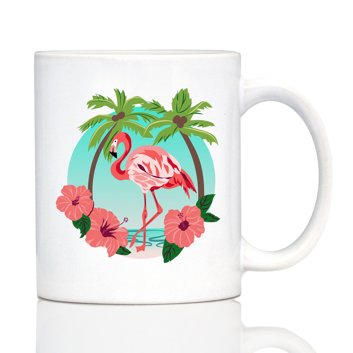 Tropical Flamingo Coffee Mug - Flamingo Gifts &amp; Decor - Large 15oz &amp; 11oz White Ceramic Mugs