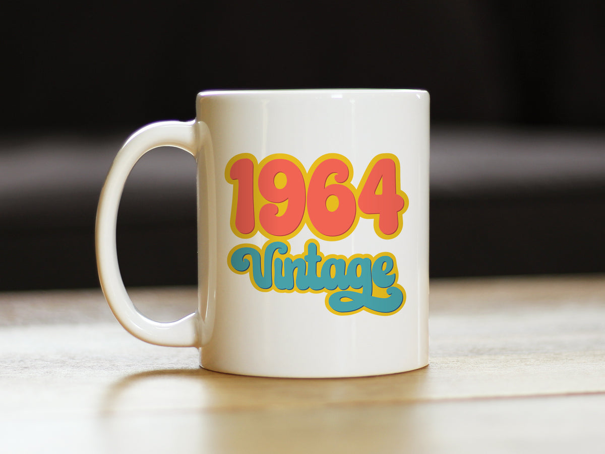 Vintage 1964 - Fun 60th Birthday Coffee Mug Gifts for Men &amp; Women Turning 60 - Retro Coffee Cups